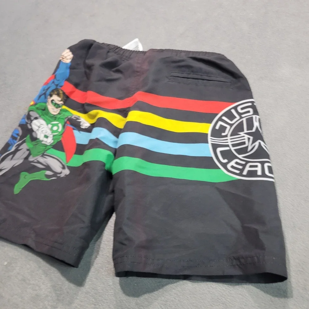 Justice League Swim Trunks Boys Size 5/6 Black Batman Superman Green Lantern‎ DC